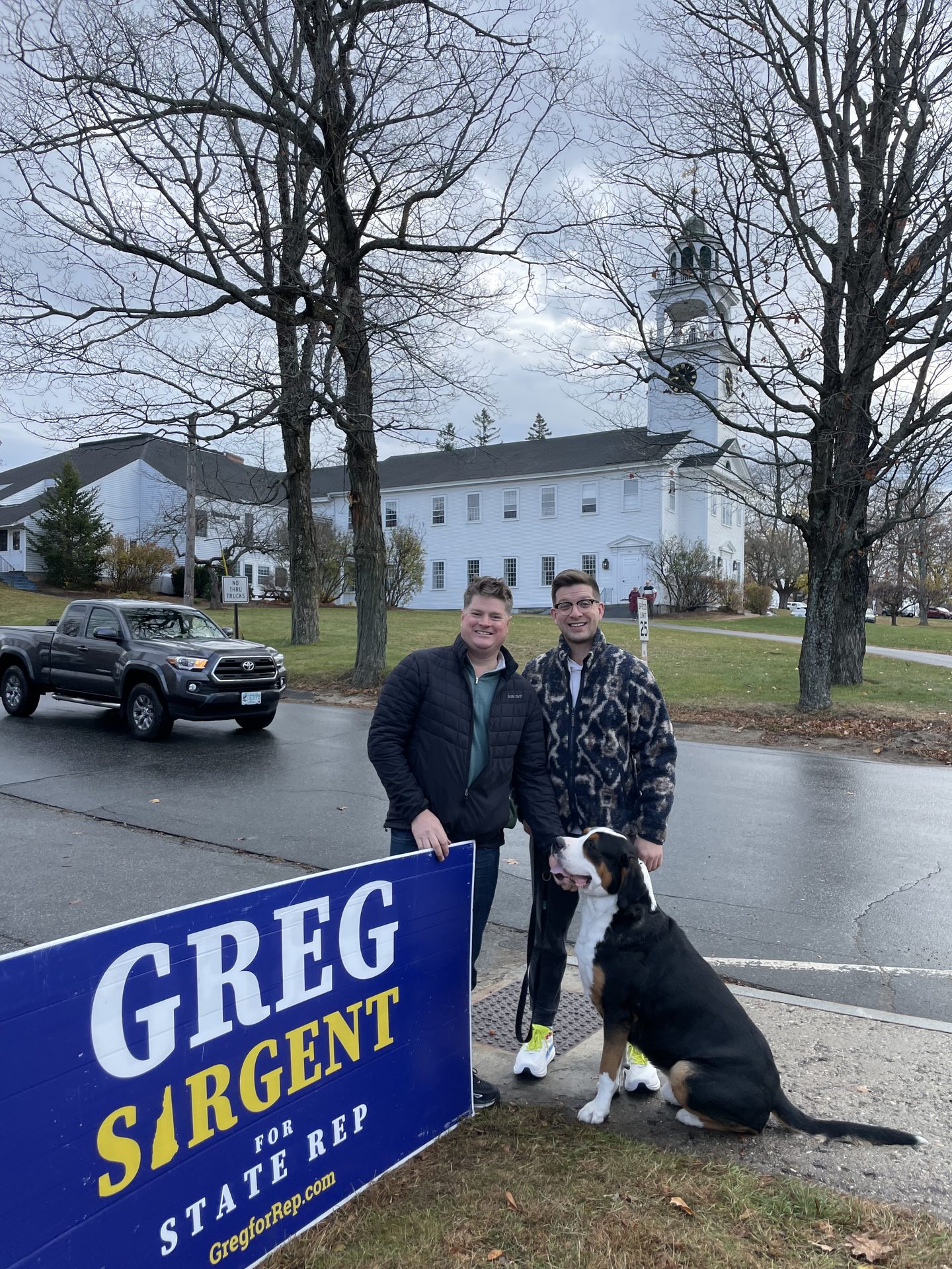 Greg Sargent with his partner James and their dog Sid