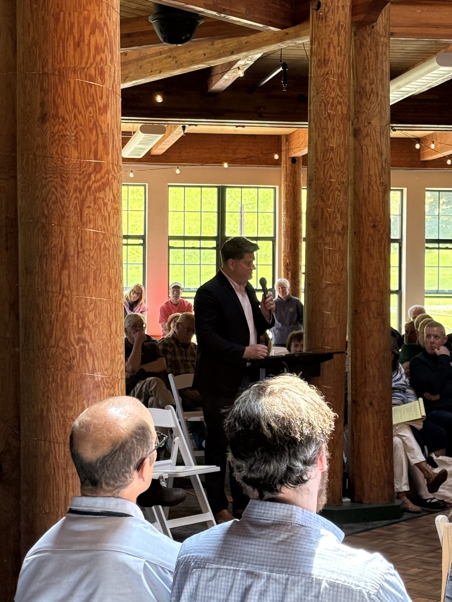 Greg Sargent addressing the Mt. Sunapee Advisory Commission about wastewater lagoons, June 3, 2025
