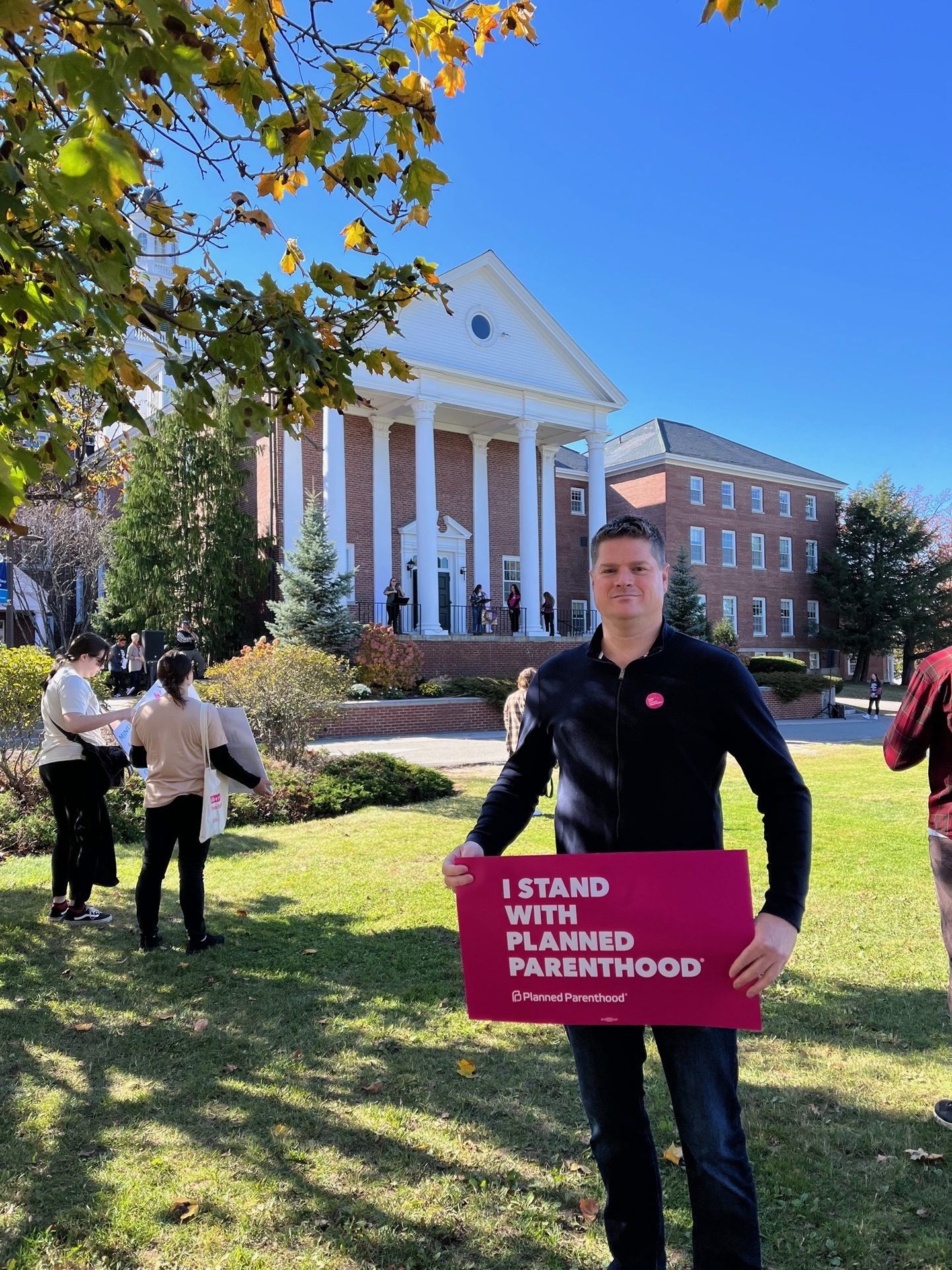 Greg Sargent at a Planned Parenthood rally in New London